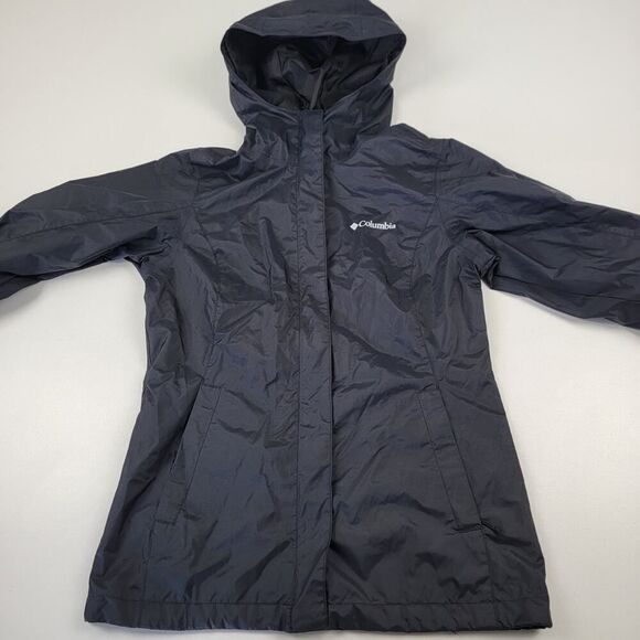 Columbia Omni-tech Hooded Rain Jacket Black Full Zip Women's Sz XS Outdoor - Picture 3 of 15